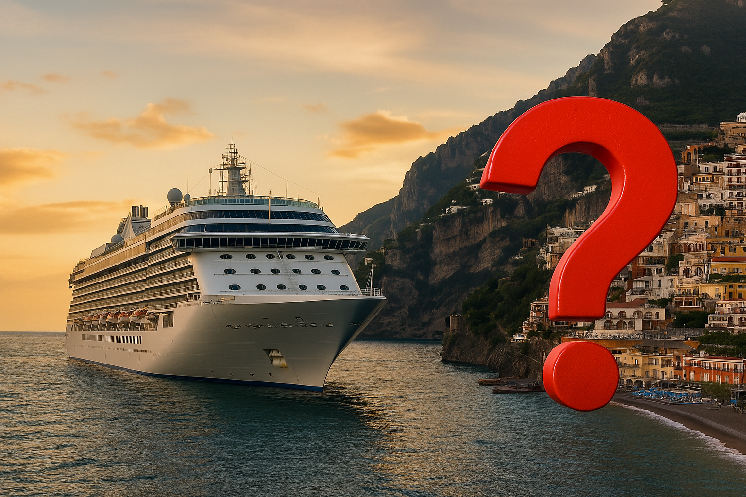 Cruise ship with question mark